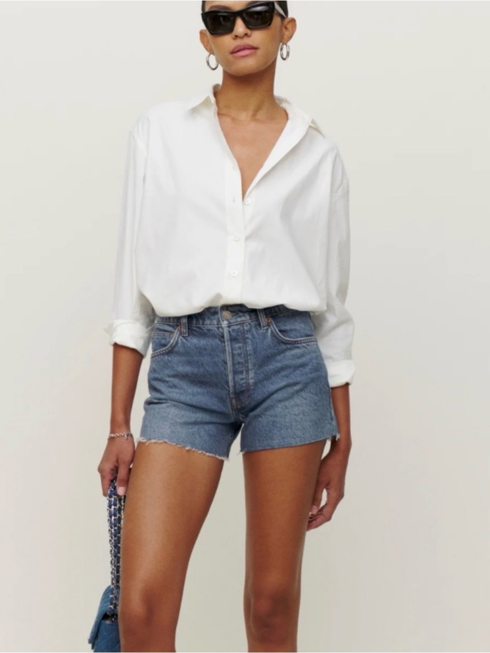Reformation Charlie High Rise Jean Shorts Raw Hem Denim Shorts Size 27